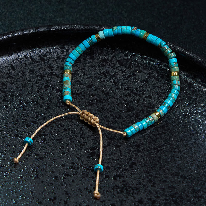 Bracelet de perles intercalaires bonheur en pierre impériale Foviel