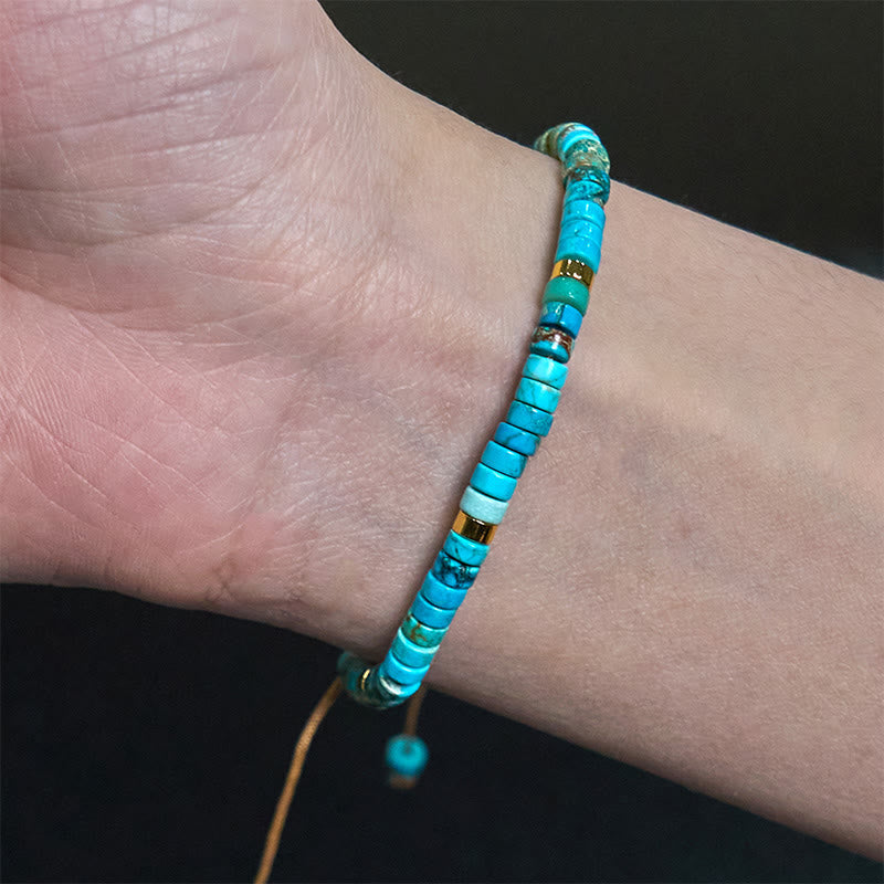 Bracelet de perles intercalaires bonheur en pierre impériale Foviel