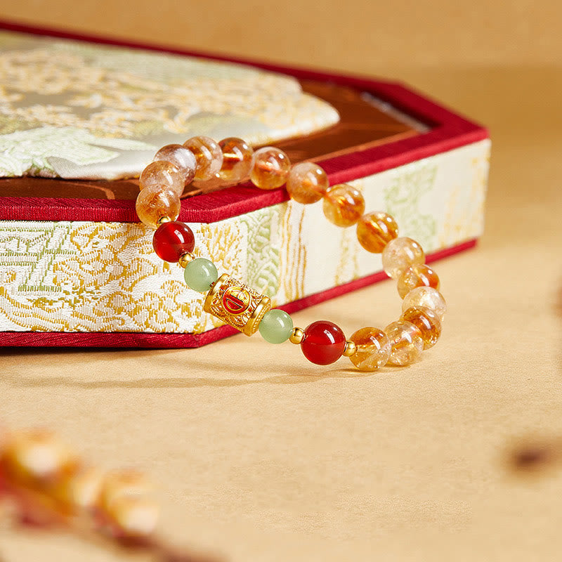 Bracelet de protection Foviel en argent sterling 999, perles en citrine naturelle, agate rouge et jade de Hetian