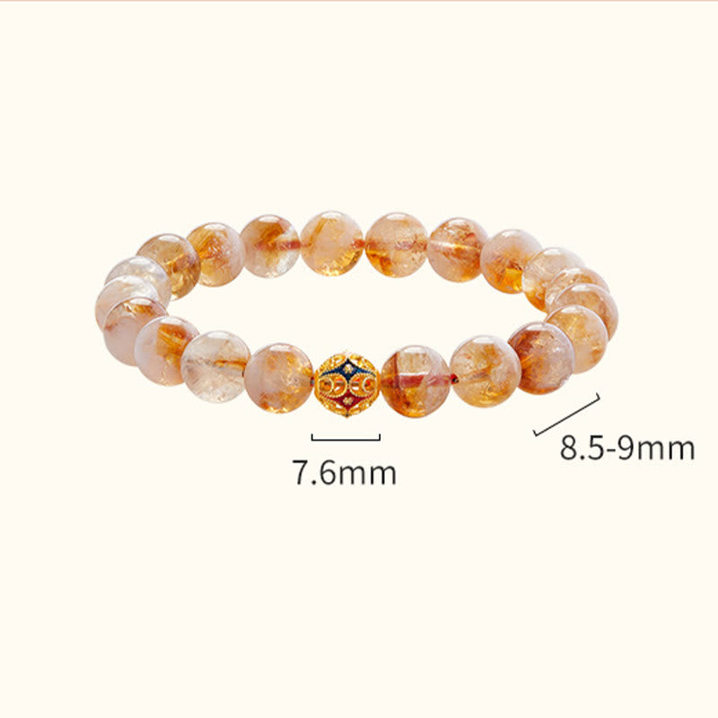 Foviel 999 Sterling Silver Natural Citrine Flower Balls Beads Protection Bracelet