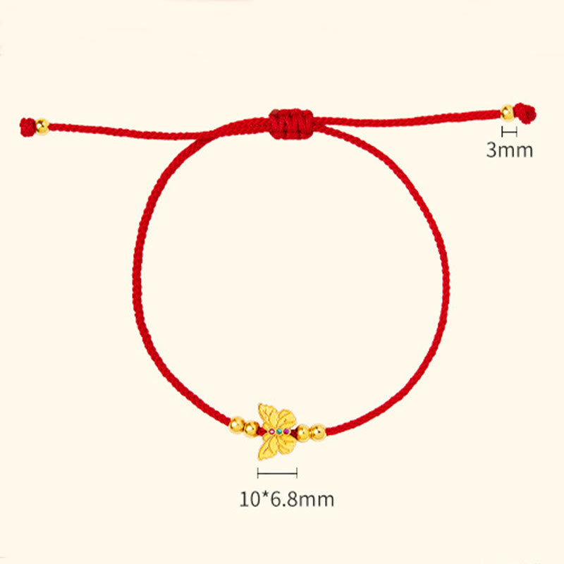 Foviel 999 Sterling Silver Butterfly Red String Strength Bracelet