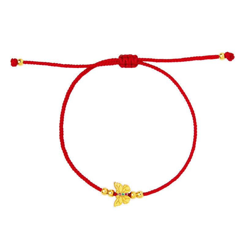 Foviel 999 Sterling Silver Butterfly Red String Strength Bracelet