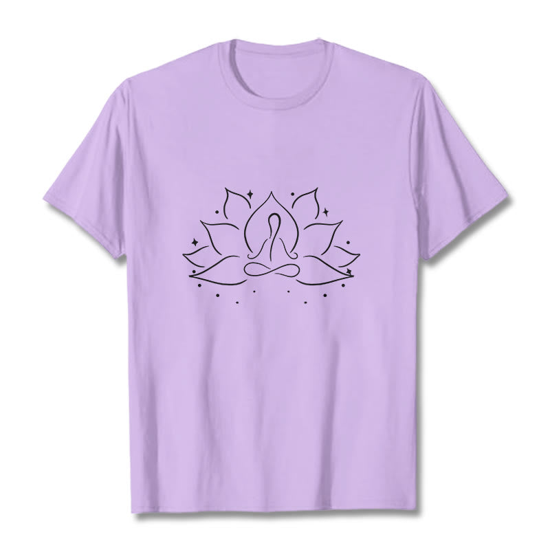 Foviel Lotus Blume Meditative Yoga-Pose Design Tee T-Shirt
