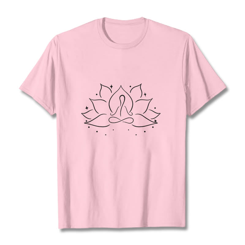 Foviel Lotus Blume Meditative Yoga-Pose Design Tee T-Shirt