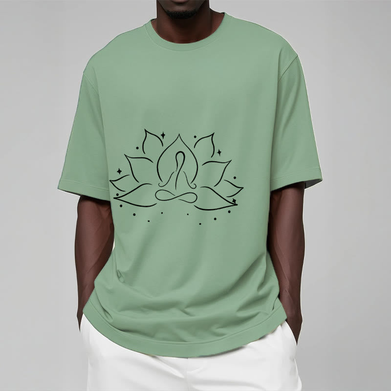 Foviel Lotus Blume Meditative Yoga-Pose Design Tee T-Shirt