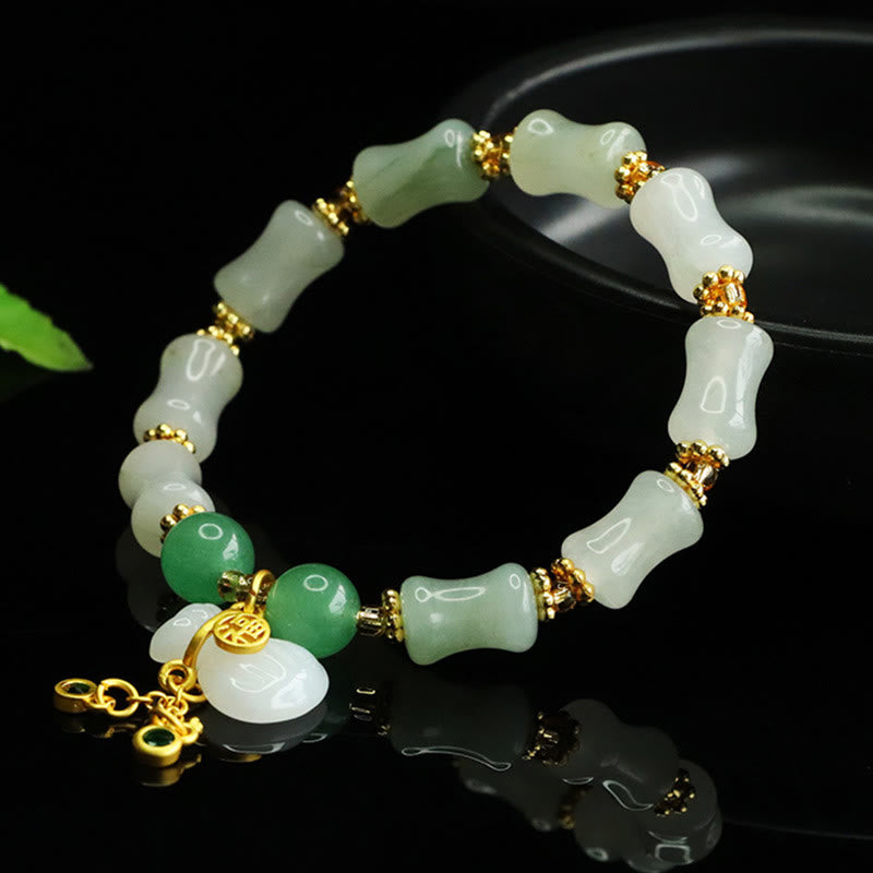 Buddha Stones Natural Tianshan Jade Fu Character Money Bag Pattern Prosperity Bracelet - image 3