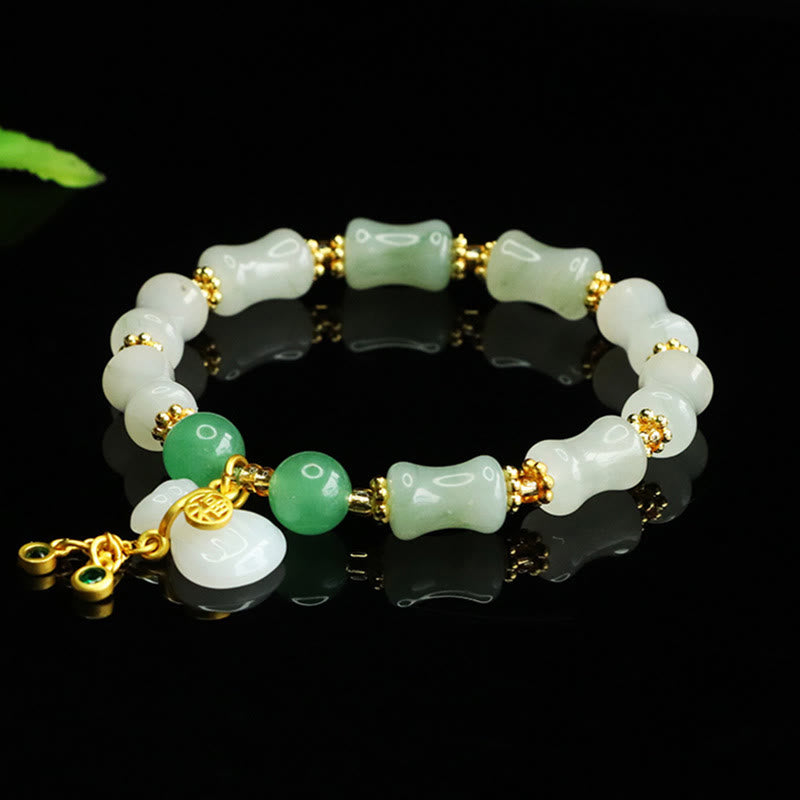 Buddha Stones Natural Tianshan Jade Fu Character Money Bag Pattern Prosperity Bracelet - image 8