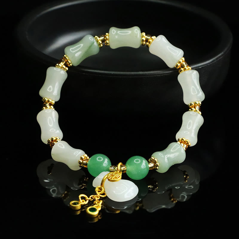 Buddha Stones Natural Tianshan Jade Fu Character Money Bag Pattern Prosperity Bracelet - image 2