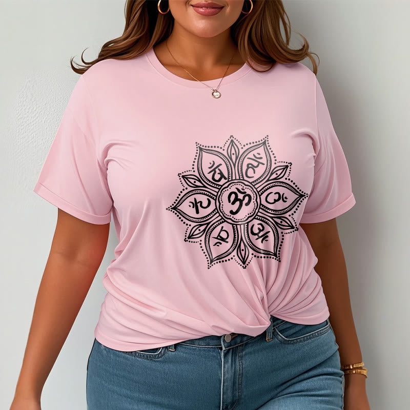 Foviel Mandala Blume Om Mani Padme Hum Mantra Tee T-Shirt