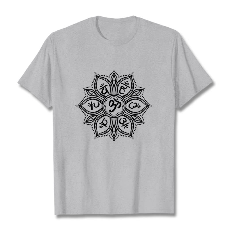Foviel Mandala Blume Om Mani Padme Hum Mantra Tee T-Shirt