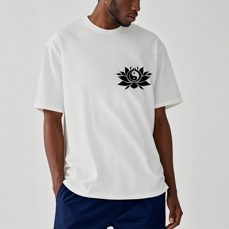 Buddha Stones Yin Yang Lotus Flower Design Tee T-shirt - image 9
