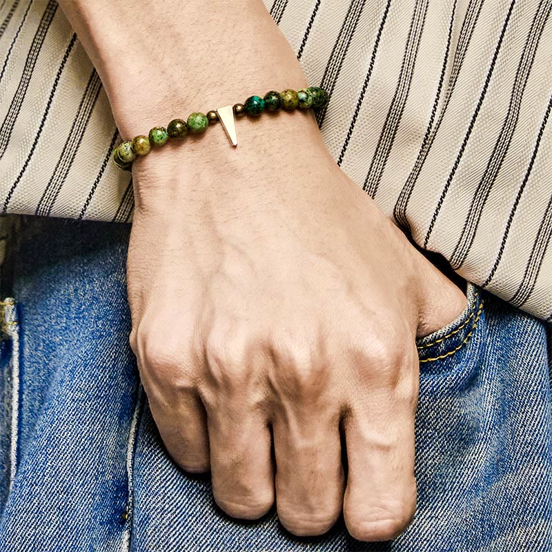 Buddha Stones Vintage Distressed Design Turquoise Copper Balance Bracelet - image 5