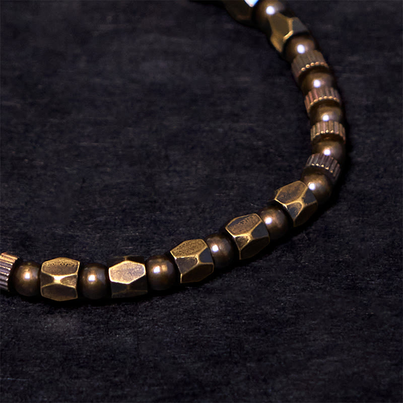 Buddha Stones Retro Distressed Irregular Design Copper Brass Luck Bracelet - image 3