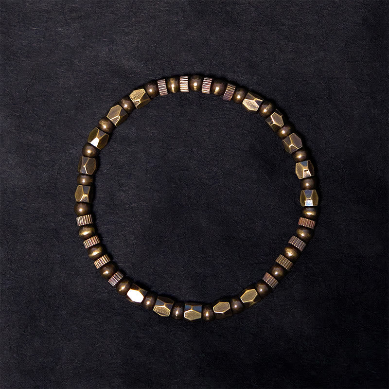 Buddha Stones Retro Distressed Irregular Design Copper Brass Luck Bracelet - image 2