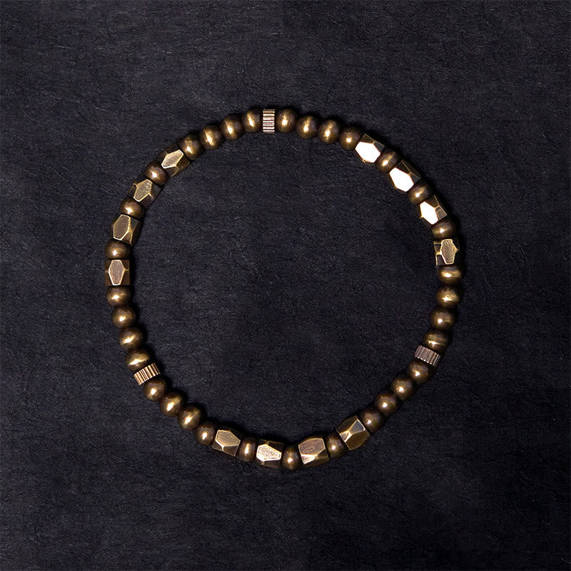 Buddha Stones Vintage Distressed Simple Design Copper Brass Beads Wealth Bracelet - image 2