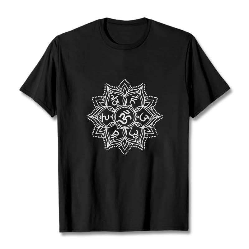 Buddha Stones Mandala Flower Om Mani Padme Hum Sanskrit Mantra Tee T-shirt - Black - 2XL - image 7