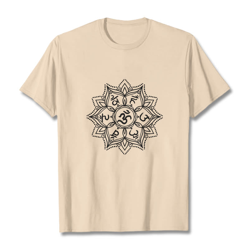 Buddha Stones Mandala Flower Om Mani Padme Hum Sanskrit Mantra Tee T-shirt - Bisque - 2XL - image 11