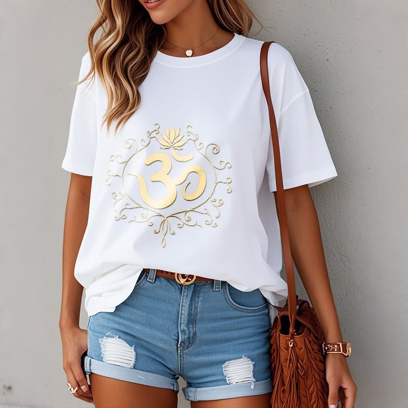 Buddha Stones Om Symbol Vines Lotus Flower Tee T-shirt - image 10