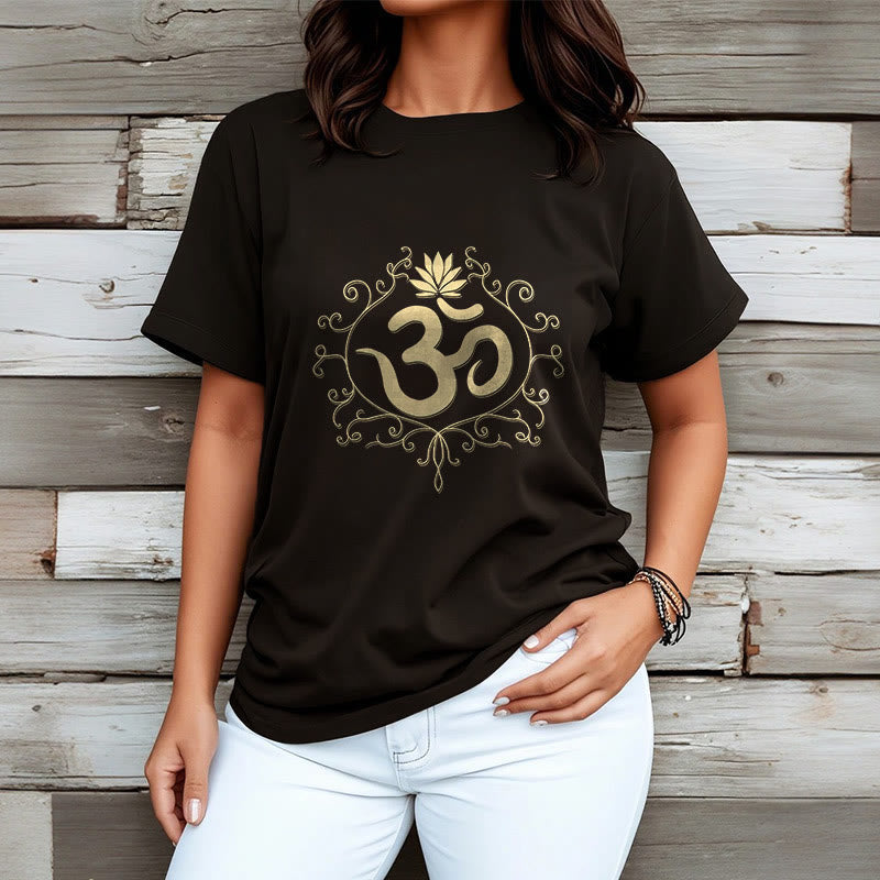 Buddha Stones Om Symbol Vines Lotus Flower Tee T-shirt - image 4