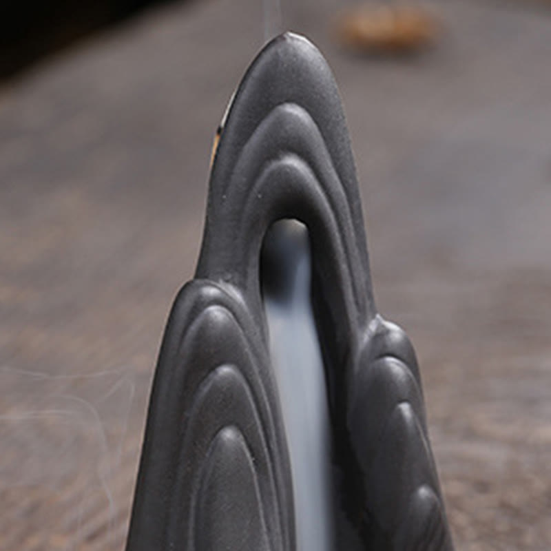 Buddha Stones Little Monk Mountains Flowing Water Purple Clay Ceramic Healing Backflow Incense Burner Decoration - image 9