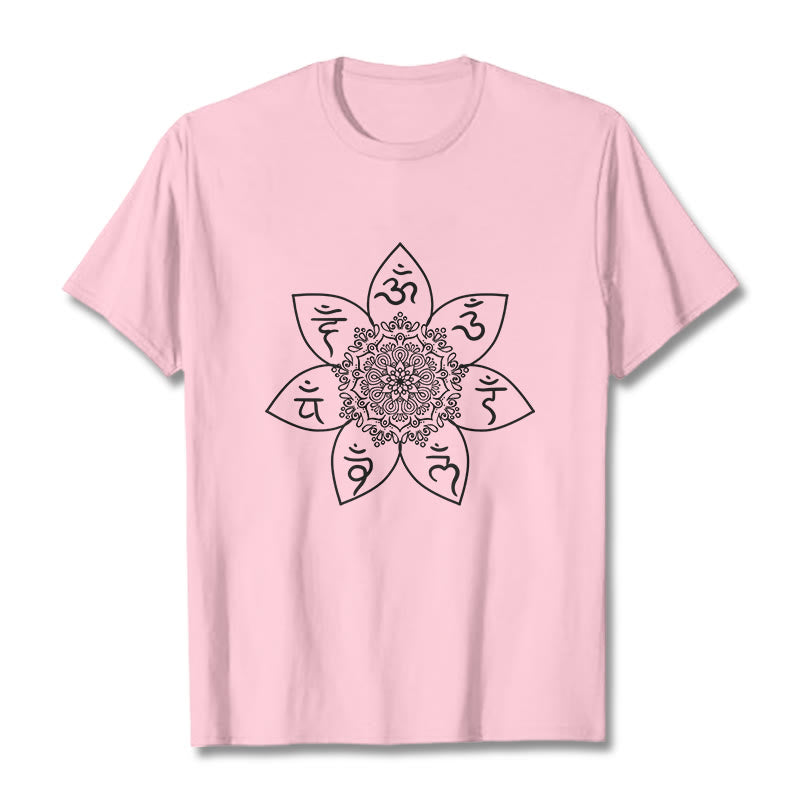 Buddha Stones Mandala Om Mani Padme Hum Pattern Tee T-shirt - LightPink - 2XL - image 13