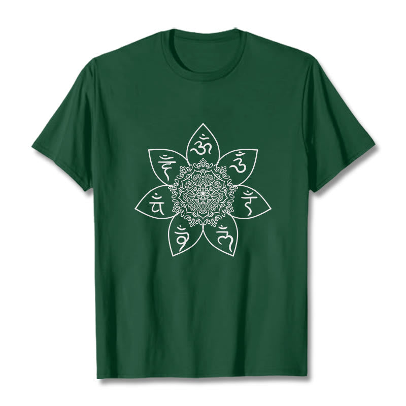 Buddha Stones Mandala Om Mani Padme Hum Pattern Tee T-shirt - ForestGreen - 2XL - image 1
