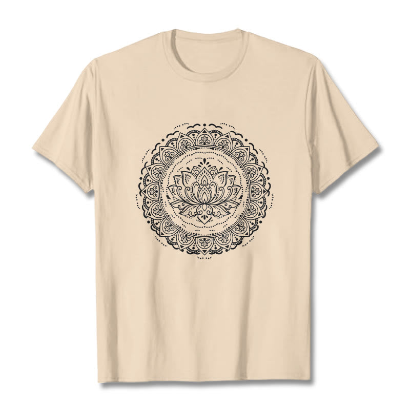 Buddha Stones Mandala Lotus Flower Pattern Tee T-shirt - Bisque - 2XL - image 9