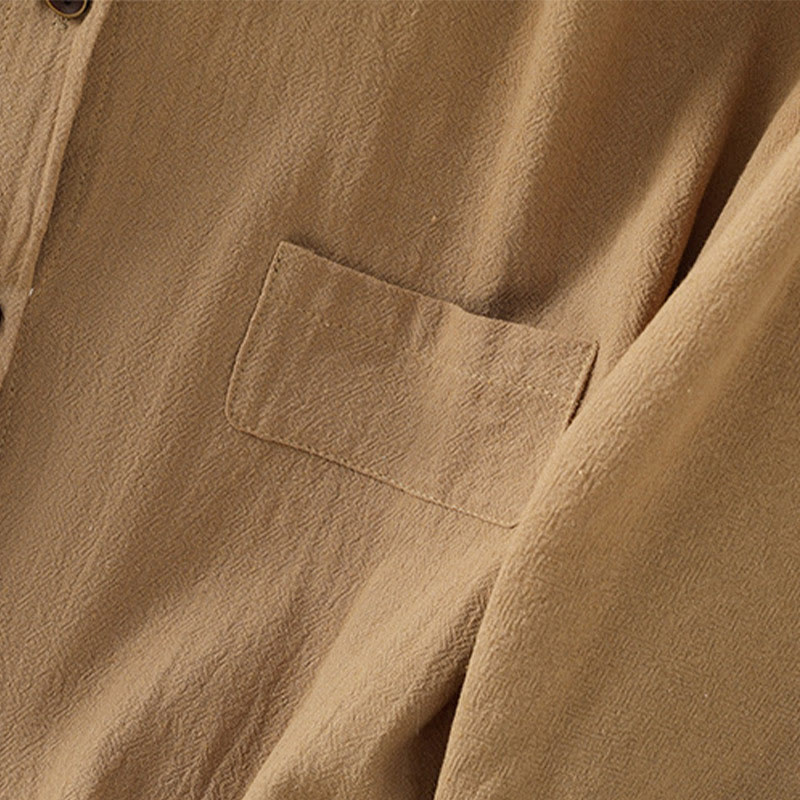 Buddha Stones Casual Plain Buttons Half Sleeve Women's Cotton Linen Shirt With Pocket - image 30
