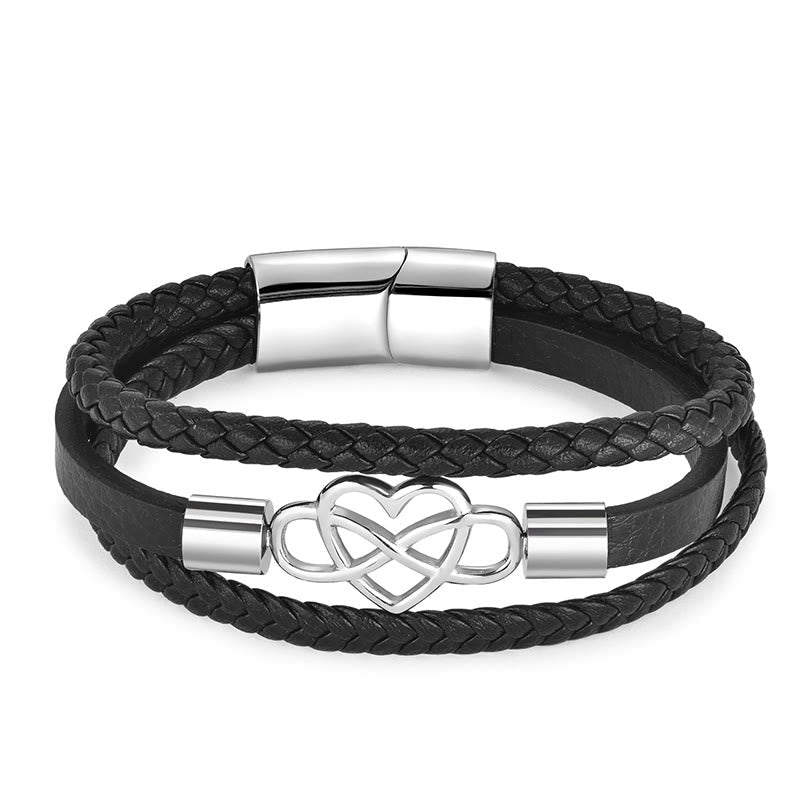 Foviel Geometric Leather Titanium Steel Strengthen Buckle Bracelet