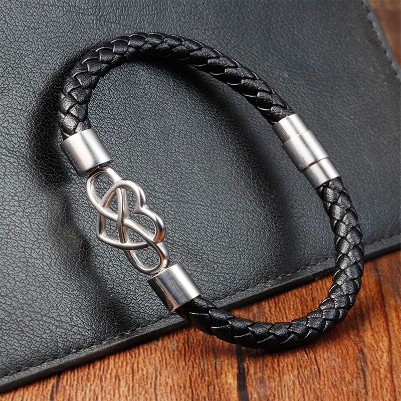 Foviel Geometric Leather Titanium Steel Strengthen Buckle Bracelet