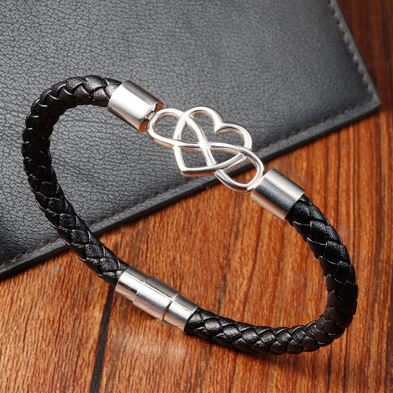 Foviel Geometric Leather Titanium Steel Strengthen Buckle Bracelet