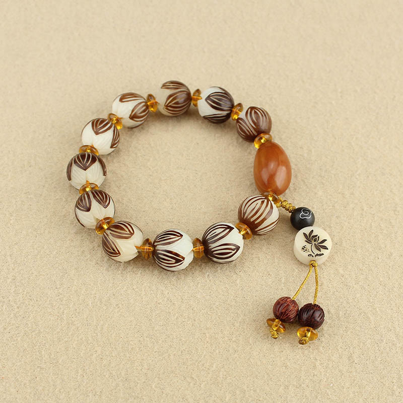 Buddha Stones Tibetan Mala White Bodhi Seed Peace Bracelet - image 2