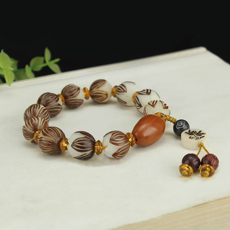 Buddha Stones Tibetan Mala White Bodhi Seed Peace Bracelet - image 10