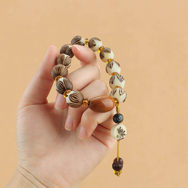 Buddha Stones Tibetan Mala White Bodhi Seed Peace Bracelet - image 5