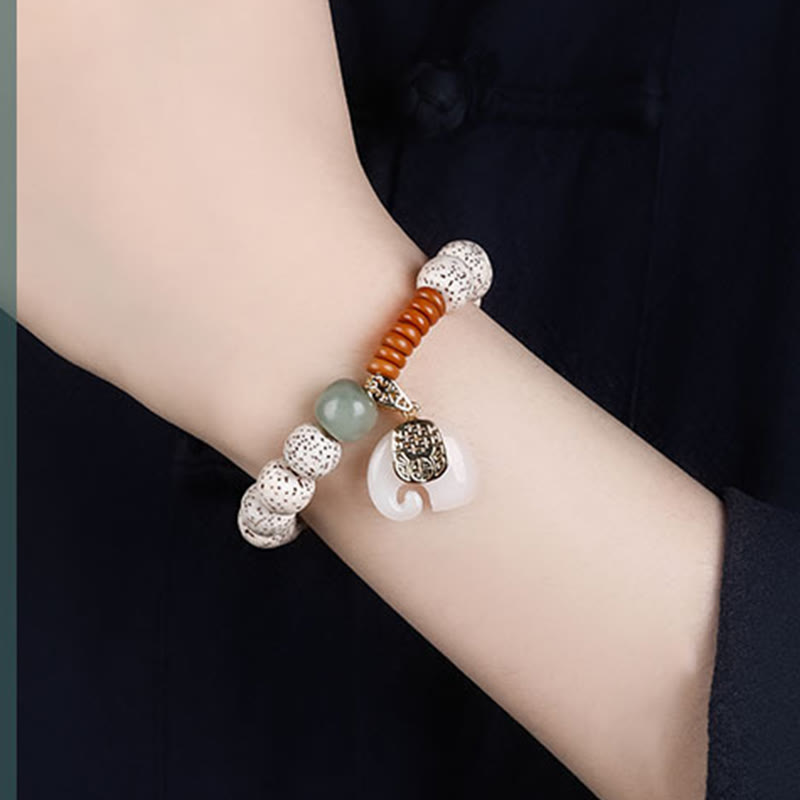 Buddha Stones Hand PolishedStar Moon Bodhi Seed Elephant Pattern Inner Peace Bracelet - image 10