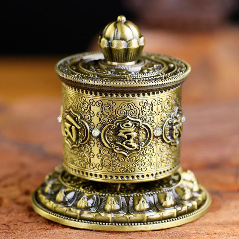 Buddha Stones Tibetan Blessing Prayer Wheel Car Decoration - Bronze - image 1