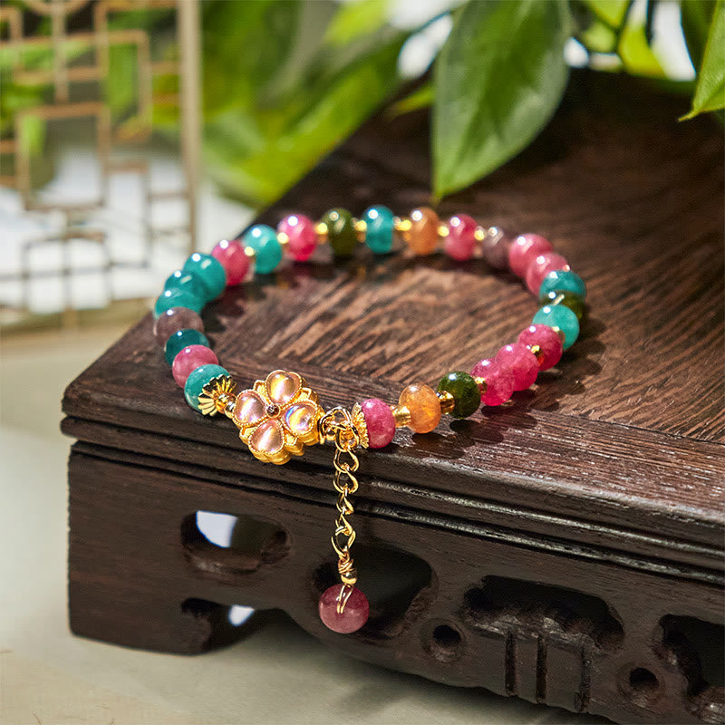 Buddha Stones Tourmaline Four Leaf Clover Flower Love Bracelet - image 3