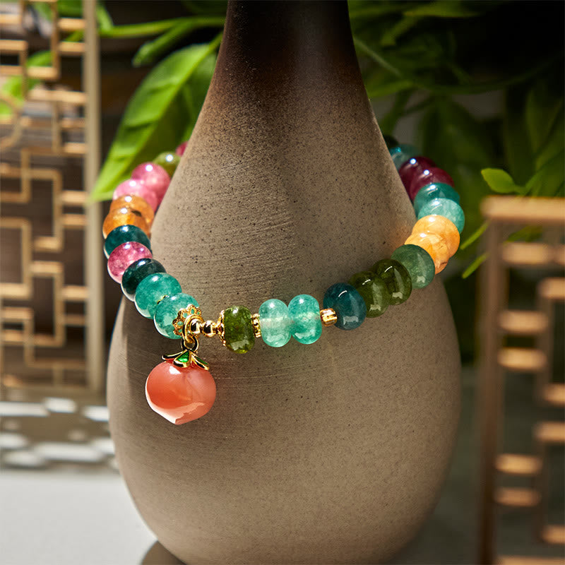 Buddha Stones Tourmaline Yanyuan Agate Peach Positive Bracelet - image 4