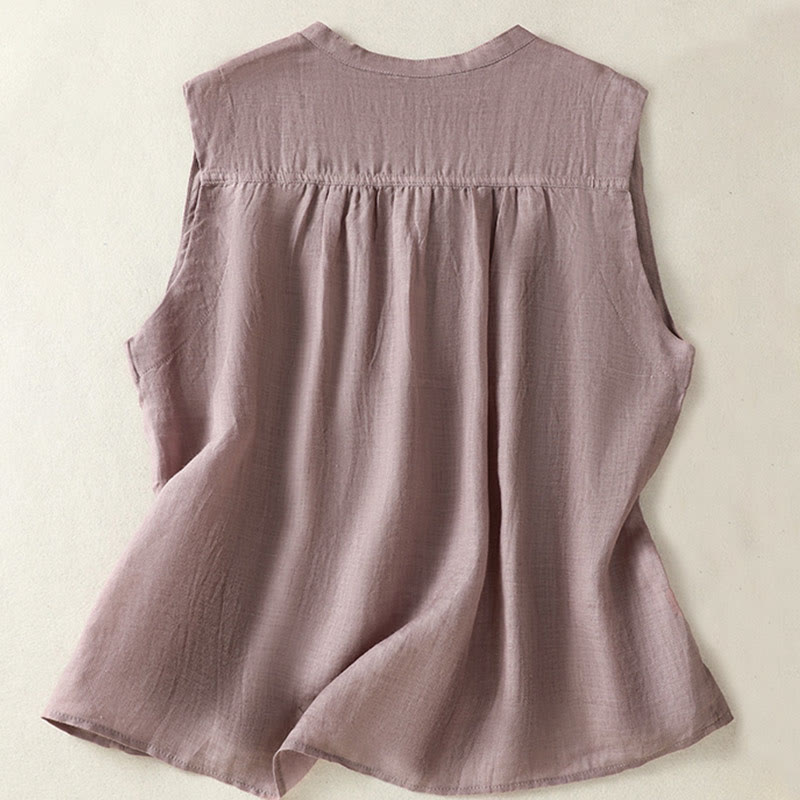 Buddha Stones Casual Sleeveless Pleated Design Women's Half Sleeve Shirt - image 1