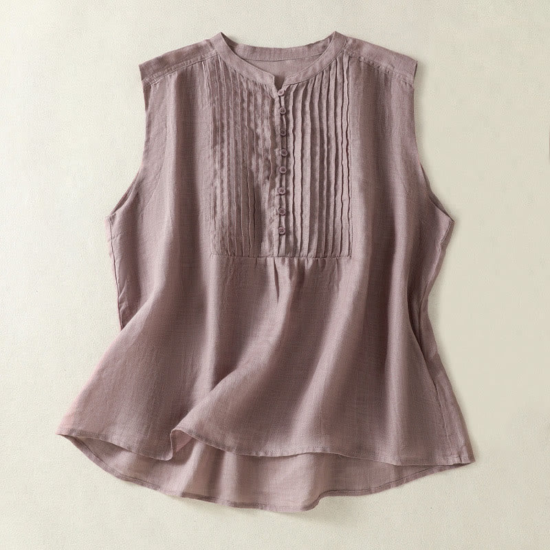 Buddha Stones Casual Sleeveless Pleated Design Women's Half Sleeve Shirt - Thistle - US14,UK/AU18,EU46 (2XL) - image 0