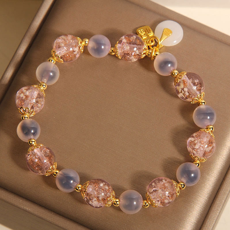 Buddha Stones Fu Character Peace Buckle Liuli Candy Agate Healing Bracelet - image 10