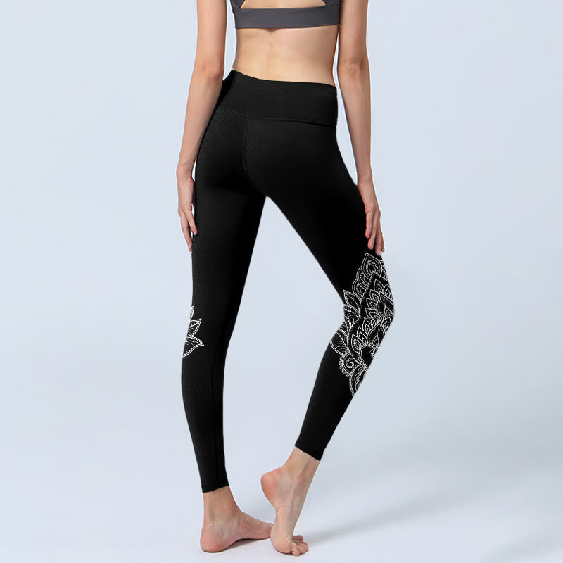 Buddha Stones Heart-shaped Petals Flowers Print Gym Leggings Women's Yoga Pants - image 5