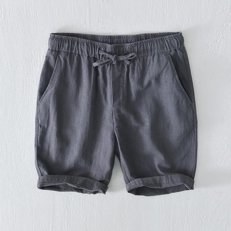 Buddha Stones Summer Solid Color Drawstring Elastic Waist Men's Ramie Linen Cotton Shorts With Pockets - LightSlateGray - US/UK/AU44,EU54 (4XL) - image 16