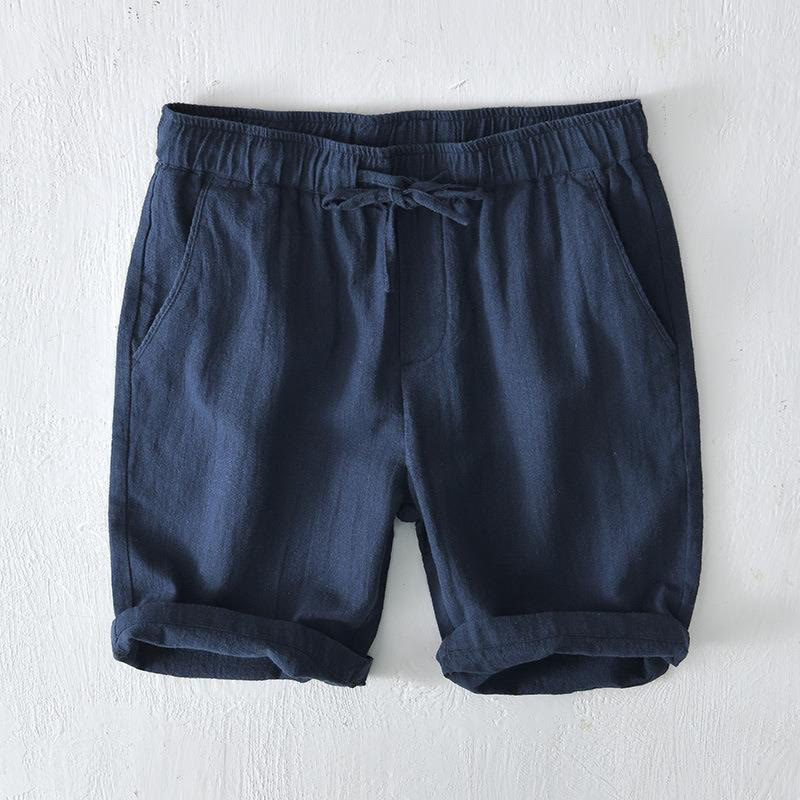 Buddha Stones Summer Solid Color Drawstring Elastic Waist Men's Ramie Linen Cotton Shorts With Pockets - MidnightBlue - US/UK/AU44,EU54 (4XL) - image 26