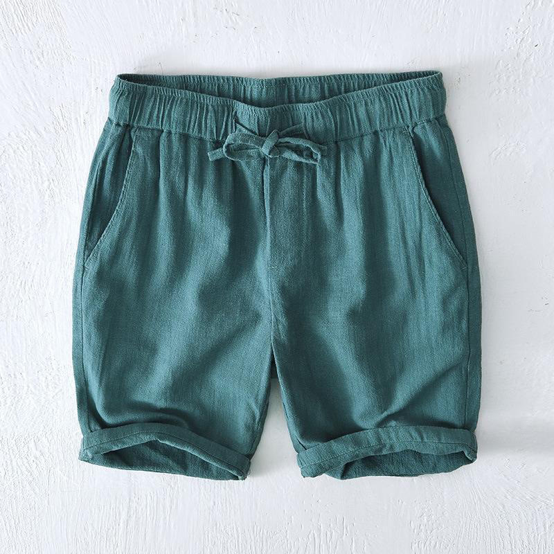 Buddha Stones Summer Solid Color Drawstring Elastic Waist Men's Ramie Linen Cotton Shorts With Pockets - Teal - US/UK/AU44,EU54 (4XL) - image 21