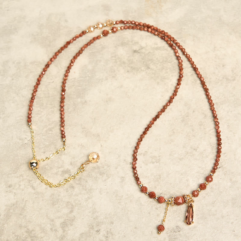 Buddha Stones Natural 2mm Goldstone Beads Positive Multi Layer Bracelet - image 5