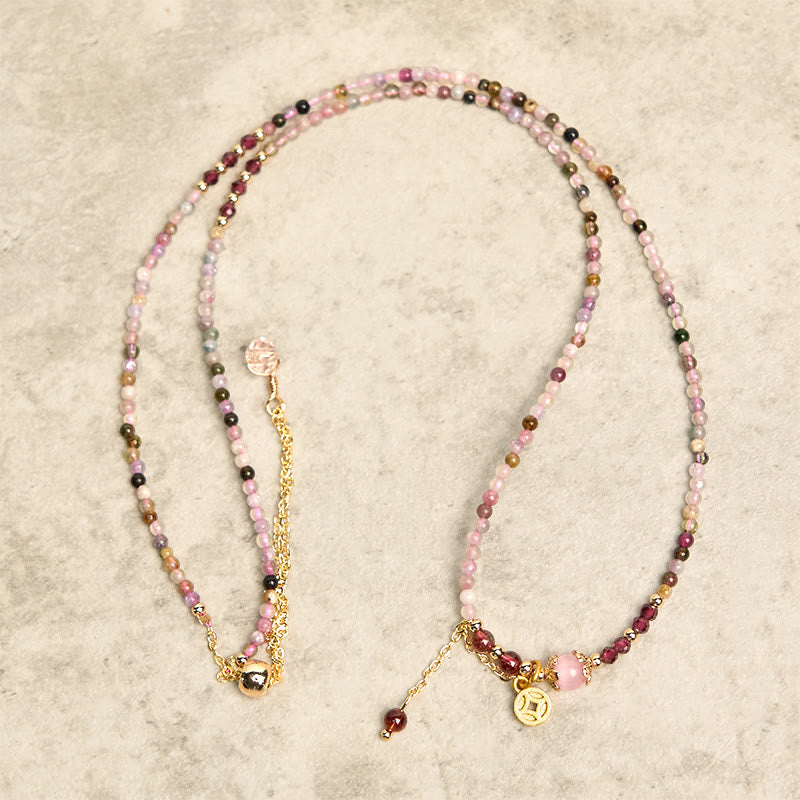 Buddha Stones 2.5 mm Irregular Beads Colored Tourmaline Coin Wisdom Bracelet - image 10