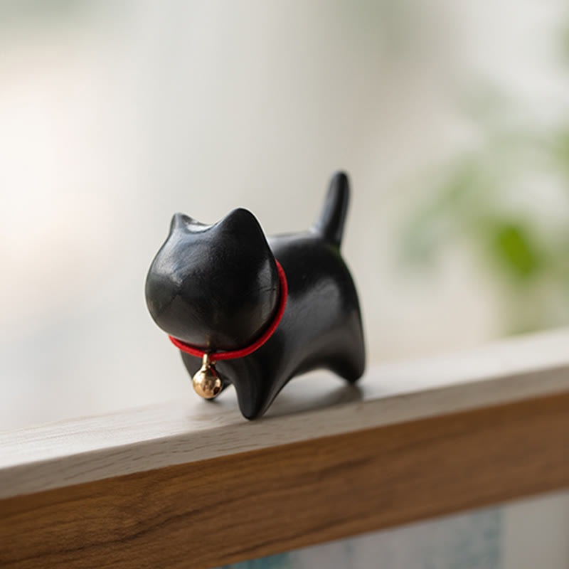 Foviel Green Sandalwood Small Leaf Red Sandalwood Cute Cat Animals Soothing Peace Decoration