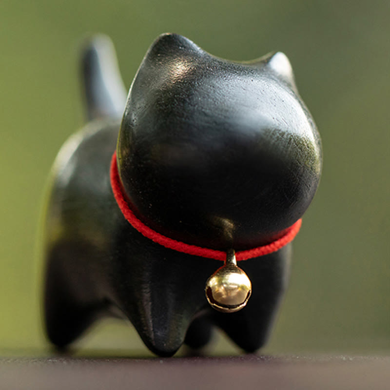 Foviel Green Sandalwood Small Leaf Red Sandalwood Cute Cat Animals Soothing Peace Decoration