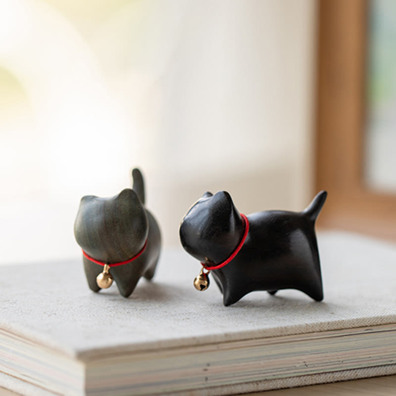 Foviel Green Sandalwood Small Leaf Red Sandalwood Cute Cat Animals Soothing Peace Decoration